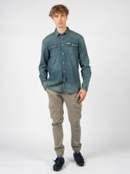 Guess Koszula | M1YH33D1GZ6 | Mężczyzna | Niebieski, Zielony. Niebieskie koszule męskie Guess, m, z aplikacjami, z bawełny, bez kołnierzyka, bez ramiączek. W wyprzedaży za 219.00 zł.