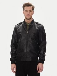 Aeronautica Militare Kurtka skórzana 251PN5044PL266 Czarny Regular Fit. Czarne kurtki męskie Aeronautica Militare, m, bez wzorów, ze skóry, bez kaptura. Za 1,969.00 zł.