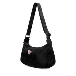 Torebka Guess Jeans. Czarne listonoszki damskie Guess Jeans, z aplikacjami, z jeansu, bez dodatków. Za 199.99 zł.