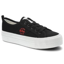 Czarne Trampki Lee Cooper Modne Buty Damskie. Czarne trampki i tenisówki damskie Lee Cooper, bez wzorów, z materiału, bez zapięcia. Za 99.00 zł.