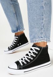 Czarne Sznurowane Trampki z Cholewką za Kostkę Socerio. Czarne trampki i tenisówki damskie Born2be, bez wzorów, za kostkę, bez zapięcia. Za 39.99 zł.
