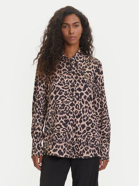 Guess Koszula W5YH03 WF1T2 Brązowy Regular Fit. Brązowe koszule damskie Guess, xxl, z aplikacjami, z syntetyku, bez kołnierzyka, bez ramiączek. Za 239.99 zł.