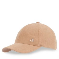 Czapka z daszkiem Calvin Klein. Brązowe czapki damskie Calvin Klein, bez wzorów. Za 99.99 zł.