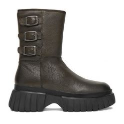 Botki G-Star Raw. Zielone botki damskie G-Star Raw, bez wzorów, retro, bez obcasa, na płaskiej podeszwie, bez zapięcia. Za 239.99 zł.