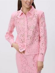 Koronkowa koszula - pastelowy róż. Czerwone koszule damskie Reserved, l, bez wzorów, z bawełny, bez kołnierzyka, bez ramiączek. Za 129.99 zł.