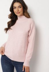 Różowy Sweter Golf z Ozdobnym Tłoczeniem Zakończony Ściągaczem Melodiea. Czerwone swetry nierozpinane damskie Born2be, na zimę, bez wzorów, bez kołnierzyka, bez ramiączek. Za 89.99 zł.