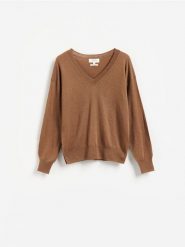 Wełniany sweter - warm olive. Zielone swetry nierozpinane damskie Reserved, l, bez wzorów, z wełny, bez kołnierzyka, bez ramiączek. Za 219.99 zł.