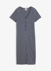 Sukienka T-shirtowa z czystej bawełny organicznej. Niebieskie sukienki damskie bonprix, bez wzorów, z bawełny, bez kołnierzyka, bez ramiączek. Za 64.99 zł.