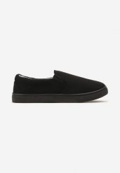 Czarne Wsuwane Trampki na Płaskiej Podeszwie z Elastyczną Wstawką Cinarada. Czarne trampki męskie Born2be, bez wzorów, eleganckie, bez zapięcia. Za 39.99 zł.