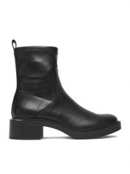 JENNY Botki CEO-R25AW09228 Czarny. Czarne botki damskie Jenny, bez wzorów, z materiału, bez obcasa, na słupku, bez zapięcia. Za 139.99 zł.
