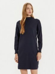 Tatuum Sukienka dzianinowa Cora T2420.198B Granatowy Relaxed Fit. Niebieskie sukienki damskie Tatuum, m, bez wzorów, z dzianiny, bez kołnierzyka, bez ramiączek. Za 249.99 zł.