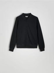 Bluza bomberka - czarny. Czarne kurtki męskie Reserved, l, bez wzorów, z bawełny, bez kaptura. Za 119.99 zł.