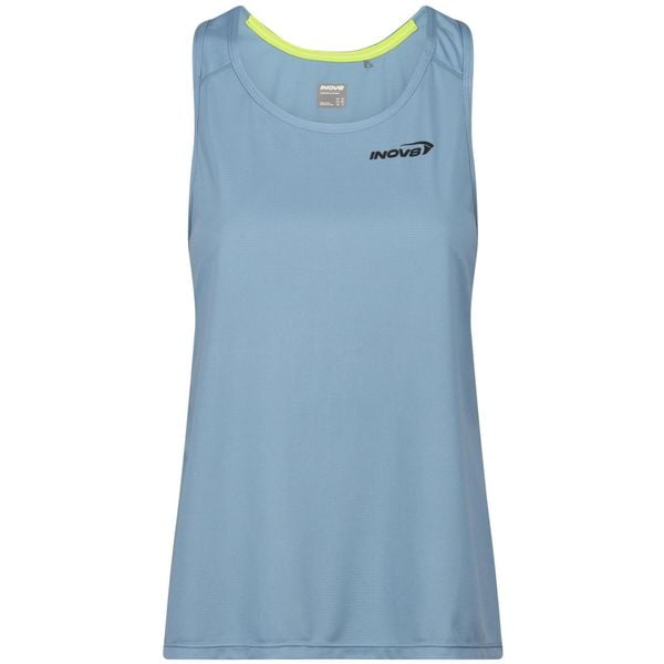 Koszulka do biegania damska Inov-8 Performance Vest. Niebieskie bluzki damskie Inov-8, bez wzorów, bez kołnierzyka, bez ramiączek. Za 74.99 zł.