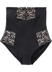 Figi, silny efekt modelowania sylwetki. Czarne majtki damskie bonprix, z jeansu. Za 79.99 zł.