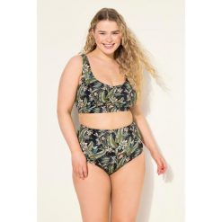 Damskie Slipy bikini wysoki stan styl fig nadruk tropikalny. Czarne bikini Ulla Popken, plus size, bez wzorów, z elastanu. Za 93.99 zł.