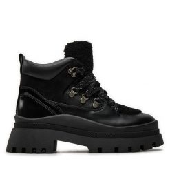 Trzewiki Aldo. Czarne botki damskie Aldo, bez wzorów, bez obcasa, na płaskiej podeszwie, bez zapięcia. Za 319.99 zł.