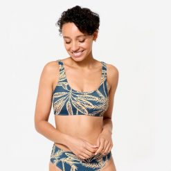 Góra kostiumu kąpielowego surfingowego damska Olaian Aurely Palmer. Niebieskie bikini OLAIAN, xs, bez wzorów, z elastanu. Za 69.99 zł.