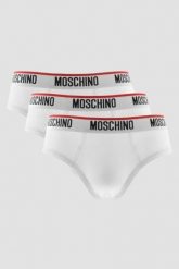 MOSCHINO Białe męskie slipy trzypak, Rozmiar S. Białe slipki męskie MOSCHINO, m, bez wzorów. W wyprzedaży za 199.99 zł.