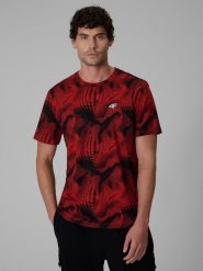 4F T-shirt regular z nadrukiem męski - czerwony XXL. Czerwone koszulki sportowe męskie 4F, m, bez wzorów, z bawełny, bez ramiączek. Za 89.99 zł.