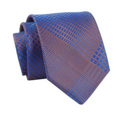 Krawat Chabrowo-Pomarańczowy, Wzór Geometryczny, 7 cm, Elegancki, Klasyczny, Męski -ALTIES. Niebieskie krawaty i muchy Alties, bez wzorów, z tkaniny, eleganckie. Za 49.00 zł.