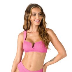 Góra od stroju kąpielowego ROXY Love The Coco V. Czerwone bikini Roxy, s, bez wzorów. Za 84.99 zł.
