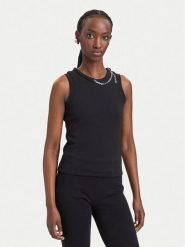 HUGO Top Delolly 50571231 Czarny Slim Fit. Czarne topy damskie Hugo, l, bez wzorów, z bawełny, bez kołnierzyka, bez ramiączek. Za 399.99 zł.