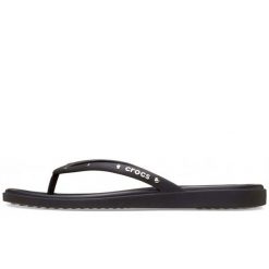 Klapki Crocs Miami Studded Flip W Damskie. Czarne klapki damskie Crocs, na lato, bez wzorów, z materiału, glamour, bez obcasa, na koturnie, bez zapięcia. Za 278.99 zł.