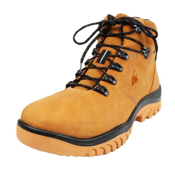 Męskie Skórzane Buty Turystyczne OBMH258. Brązowe buty zimowe męskie 4F, bez wzorów, bez obcasa, bez zapięcia. Za 592.99 zł.