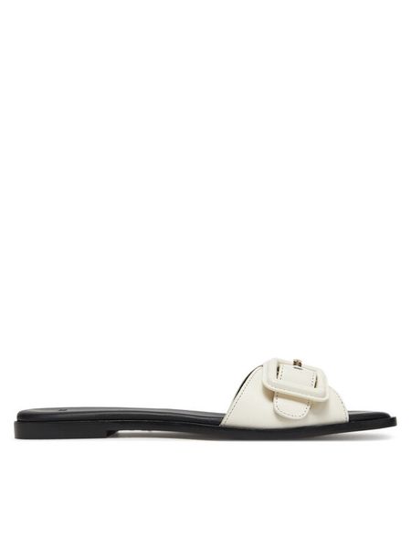 BOSS Klapki Charlize 50542200 Biały. Białe klapki damskie Boss, bez wzorów, ze skóry, bez obcasa, bez zapięcia. Za 519.99 zł.