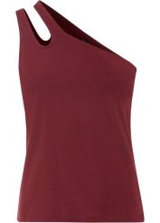 Top cold-shoulder z bawełny organicznej. Czerwone topy damskie bonprix, bez wzorów, z bawełny, bez kołnierzyka, bez ramiączek. Za 24.99 zł.