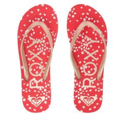 Japonki Roxy. Czerwone obuwie sportowe damskie Roxy, bez wzorów, bez zapięcia. Za 89.99 zł.