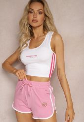 Różowe Szorty Dresowe z Bawełny High Waist z Metalową Wstawką Lumira. Czerwone szorty damskie Renee, bez wzorów, z bawełny, sportowe, z podwyższonym stanem. Za 29.99 zł.