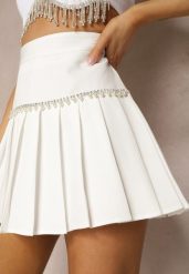 Biała Spódnica Haidene. Białe spódnice damskie Renee, m, bez wzorów, mini, plisowane. Za 119.99 zł.