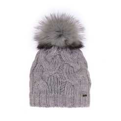 Czapka zimowa damska szara z pomponem. Szare czapki damskie Molly, na zimę, bez wzorów, z materiału. Za 59.90 zł.