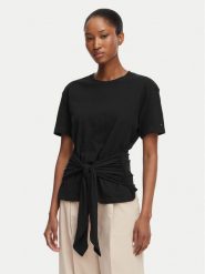 Tommy Hilfiger T-Shirt WW0WW49256 Czarny Relaxed Fit. Czarne t-shirty damskie Tommy Hilfiger, s, bez wzorów, z bawełny, bez kołnierzyka, bez ramiączek. Za 289.99 zł.