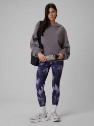 Legginsy fitness dzianinowe damskie. Fioletowe legginsy damskie 4F, bez wzorów, z dzianiny. Za 139.99 zł.