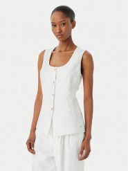 Tommy Hilfiger Top WW0WW49765 Biały Slim Fit. Białe topy damskie Tommy Hilfiger, bez wzorów, z bawełny, bez kołnierzyka, bez ramiączek. Za 699.99 zł.