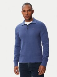 Tommy Jeans Sweter Essential DM0DM20304 Niebieski Slim Fit. Niebieskie swetry męskie Tommy Jeans, m, bez wzorów, z bawełny, bez kołnierzyka, bez ramiączek. Za 409.99 zł.