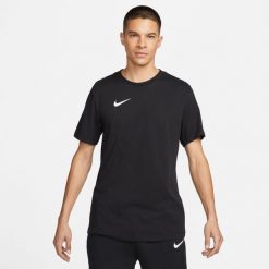 T-shirt sportowy z krótkim rękawem męski Nike Dri-Fit Park 20 Tee. Czarne koszulki sportowe męskie Nike, l, bez wzorów, z bawełny, bez ramiączek, na fitness i siłownię, dri-fit (nike). Za 99.99 zł.