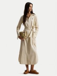 Polo Ralph Lauren Sukienka koszulowa 211A96362002 Beżowy Regular Fit. Brązowe sukienki damskie Polo Ralph Lauren, bez wzorów, z bawełny, bez kołnierzyka, bez ramiączek, koszulowe. Za 1,299.00 zł.