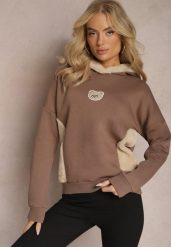 Brązowa Bluza z Bawełny z Ozdobną Naszywką z Misiem i Polarowym Kapturem Hecatia. Brązowe bluzy damskie Renee, z aplikacjami, z bawełny, casualowe, bez ramiączek, z kapturem. Za 99.99 zł.