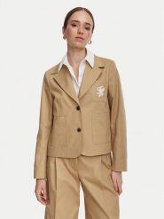 Tommy Hilfiger Marynarka Dressing WW0WW50146 Beżowy Regular Fit. Brązowe marynarki i żakiety damskie Tommy Hilfiger, bez wzorów, z bawełny, bez kołnierzyka, bez ramiączek. Za 1,099.00 zł.