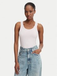 HUGO Top Damatank 50572293 Różowy jasny Slim Fit. Czerwone topy damskie Hugo, xl, bez wzorów, z bawełny, bez kołnierzyka, bez ramiączek. Za 129.99 zł.