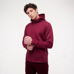 Bluza z kapturem męska Puma Active Gym & Pilates. Czerwone bluzy męskie Decathlon, m, bez wzorów, z bawełny, sportowe, bez ramiączek, z kapturem. Za 199.99 zł.