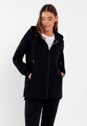 Długa bluza B-FLOFI. Czarne bluzy damskie Volcano, s, bez wzorów, z bawełny, bez ramiączek, z kapturem. Za 189.99 zł.
