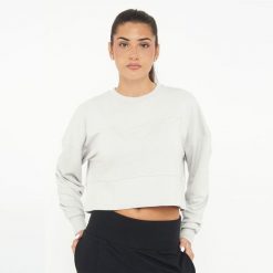Bluza damska F ESSENCE jasnoszara. Szare bluzy damskie Legea, l, bez wzorów, z bawełny, eleganckie, bez ramiączek, bez kaptura. Za 92.00 zł.