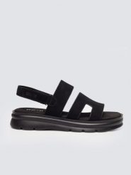 Sandały damskie ze skóry naturalnej zamszowej czarne TT274484 906. Czarne sandały damskie BIG STAR, bez wzorów, ze skóry, bez obcasa, bez zapięcia. Za 189.99 zł.