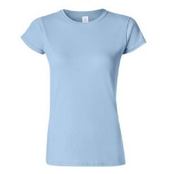 Koszulka Damska Krótki Rękaw Soft Style. Niebieskie bluzki damskie GILDAN, xl, bez wzorów, sportowe, bez kołnierzyka, bez ramiączek. Za 28.99 zł.