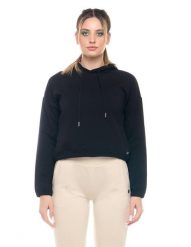 Leone Basic damska bluza z kapturem typu crop-on, zapobiegająca poceniu się. Białe bluzy damskie LEONE 1947 APPAREL, l, bez wzorów, bez ramiączek, z kapturem. Za 147.31 zł.