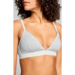 Puma damski sportowy biustonosz trójkątny 3D Knit. Szare koszulki sportowe damskie Puma, s, bez wzorów, z bawełny, bez ramiączek, na jogę i pilates. Za 177.90 zł.